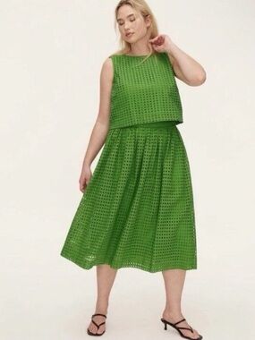 Kate Spade New York X Target Women's Green Eyelet Volume Midi Skirt Size:XXL